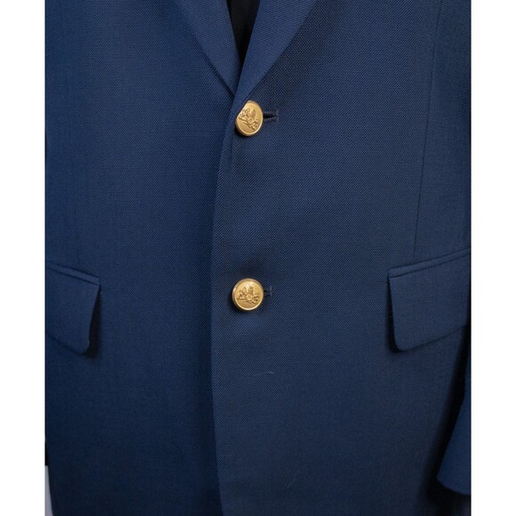 Stafford 42R Navy Blue Wool Blend Gold Button Mens Blazer Sport Coat Jacket - Picture 3 of 13